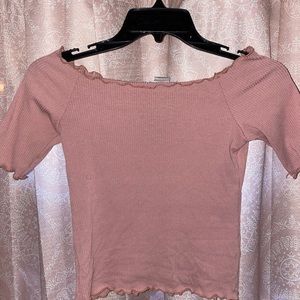 Pink off the shoulder t-shirt